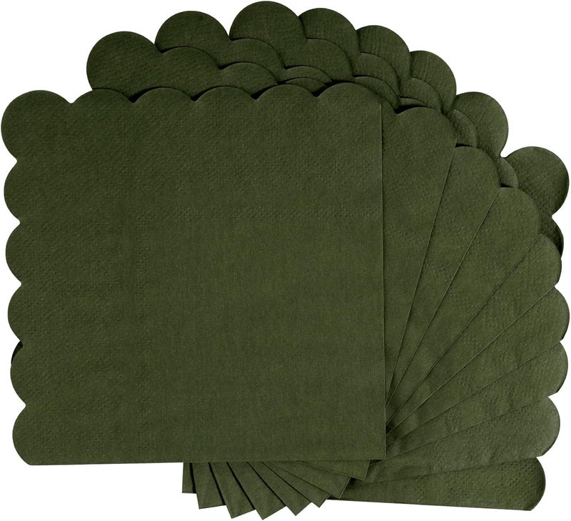 Hoiny 100 Pcs Cocktail Napkins, 2-Ply 5 x 5 Inches Disposable Scalloped Napkins, Thick Premium Dessert Napkins for Party, Wedding, Dinner, Birthday, Anniversary, Festival (Green) - Image 5